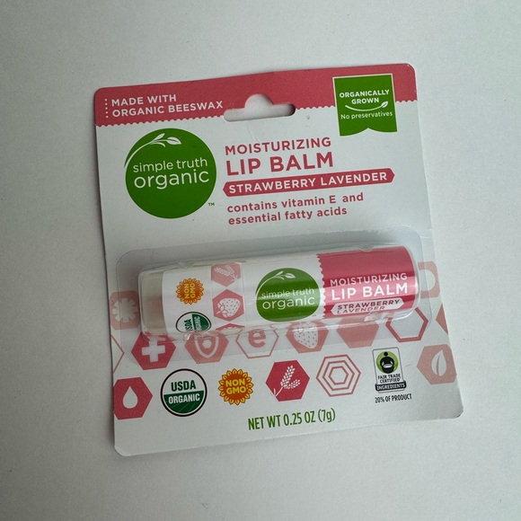 Simple Truth Organic Strawberry Lavender Lip Balm New - Picture 2 of 3
